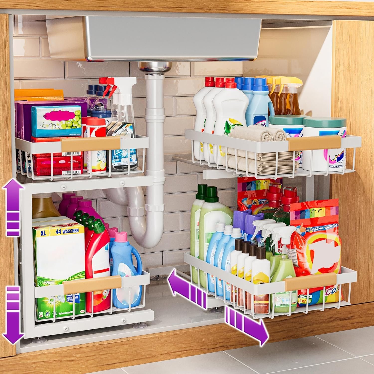 Under-Sink Pull-Out Organizer 2-tier kitchen storage