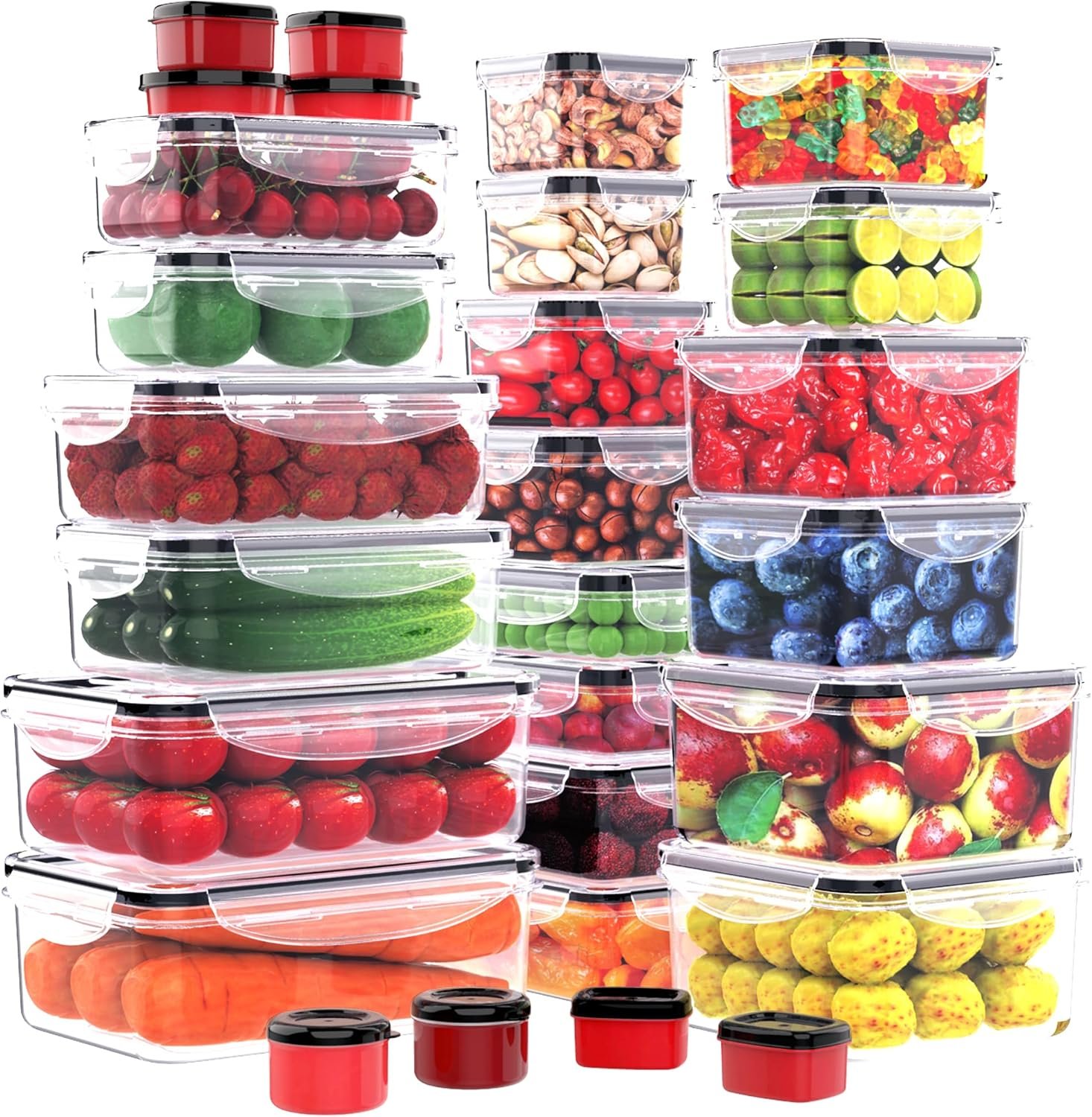 Stackable Food Storage Containers 56-piece kitchen organization set