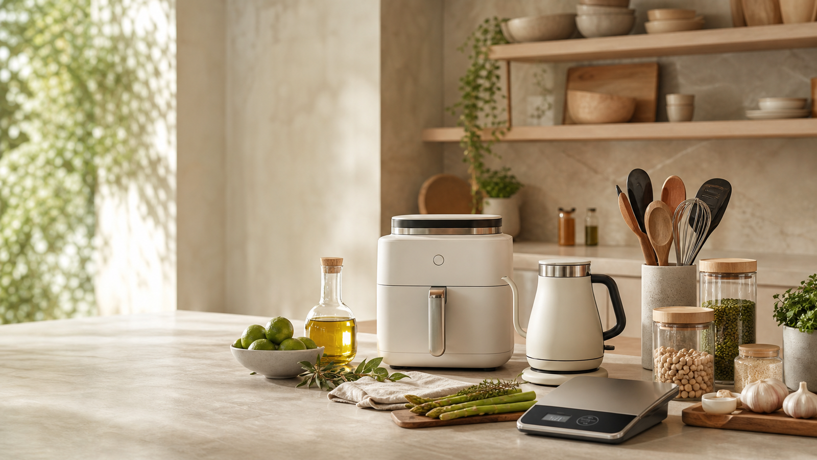 Modern bright smart kitchen with connected appliances — Smart Kitchen Appliance Reviews